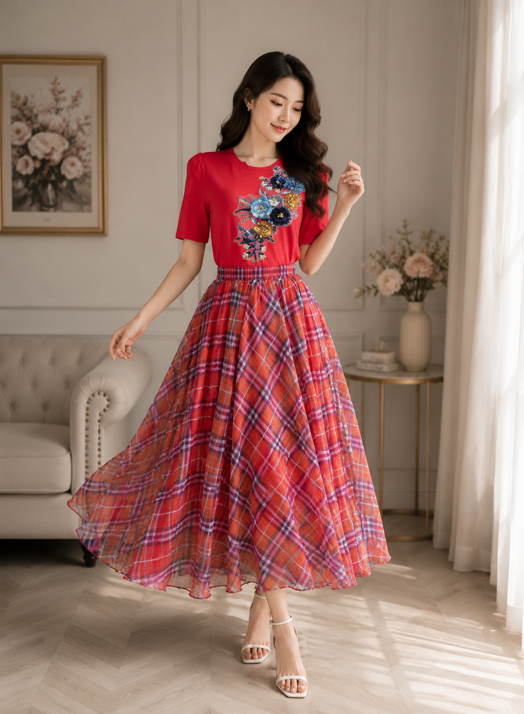 Elegant Embellished Occasion-wear Collection - Floral Embroidery & Organza Skirt Sets