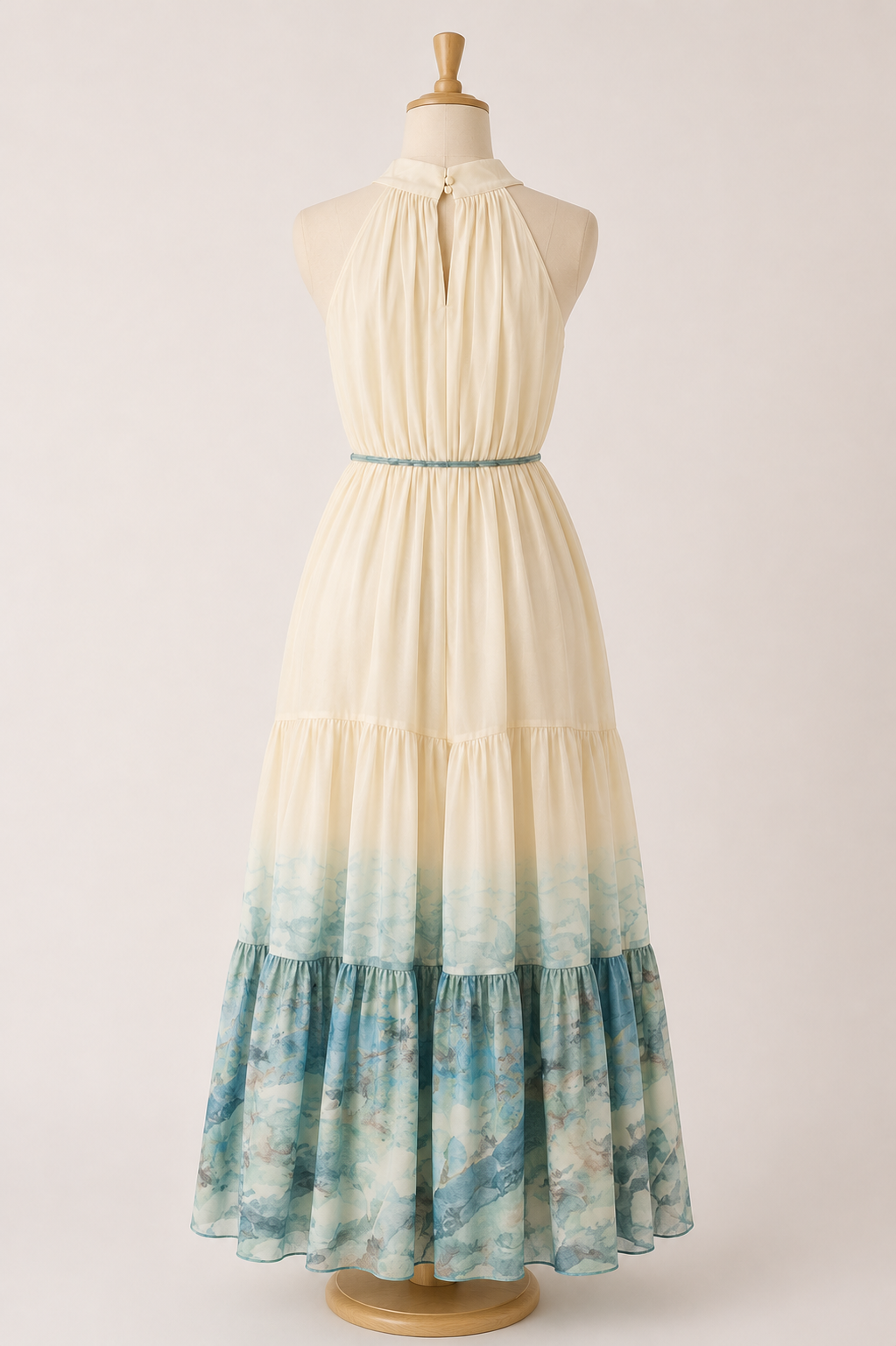 Sunset Bloom Halter Maxi Dress