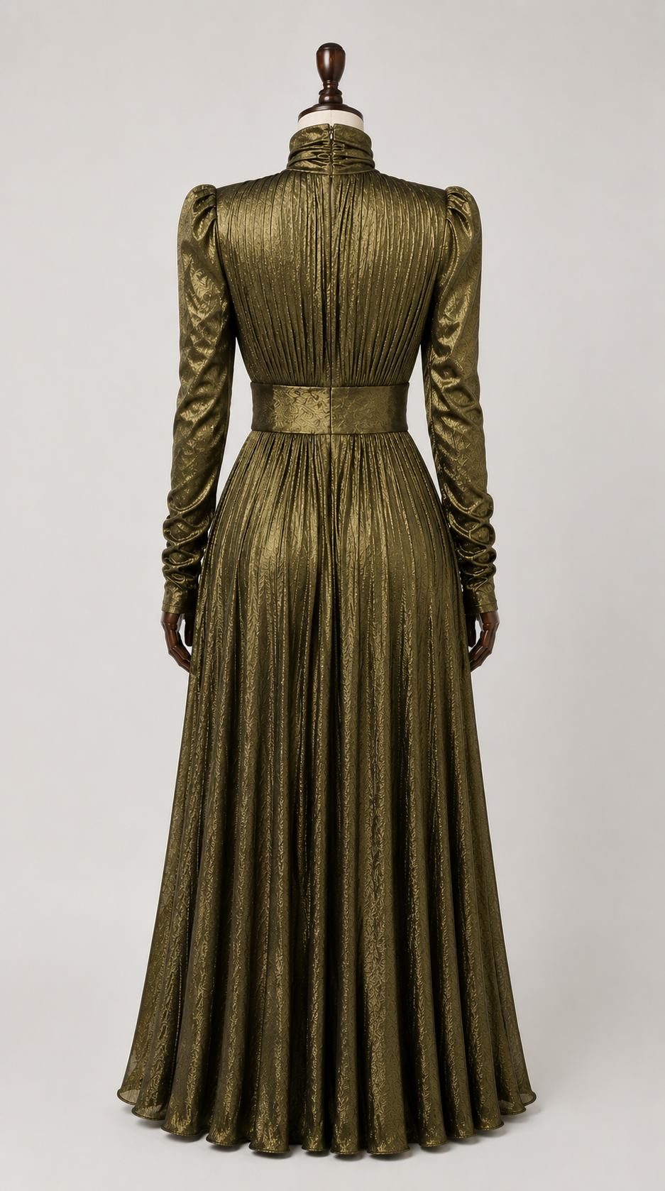 Metallic & Classic High Neck Pleated Maxi Dress Collection