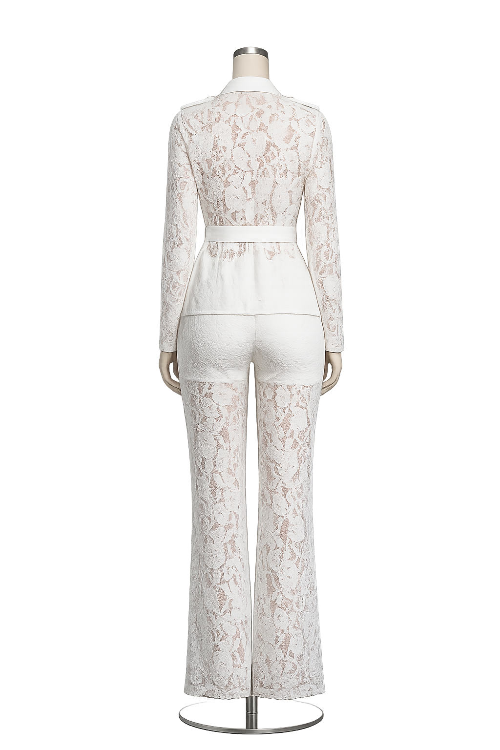 White Lace Long Sleeve Jumpsuit