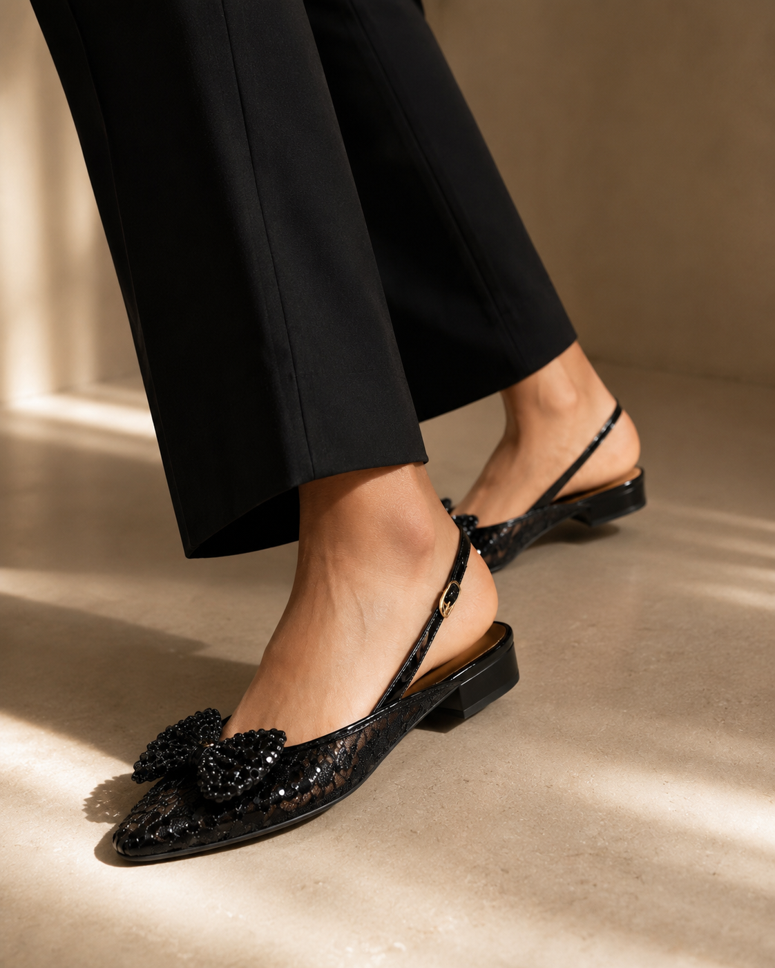 Elegant Embellished Slingback Flats