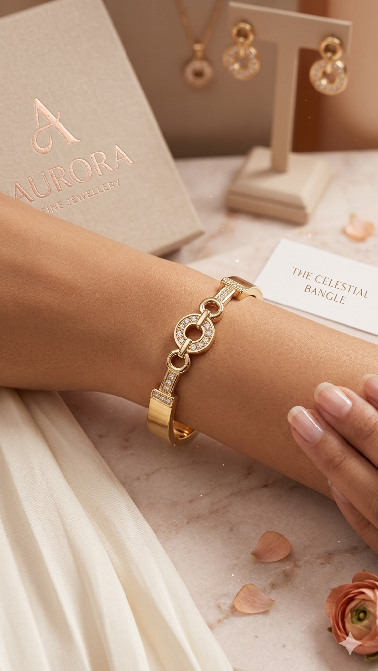 Gold Circular Round Bar Bangle