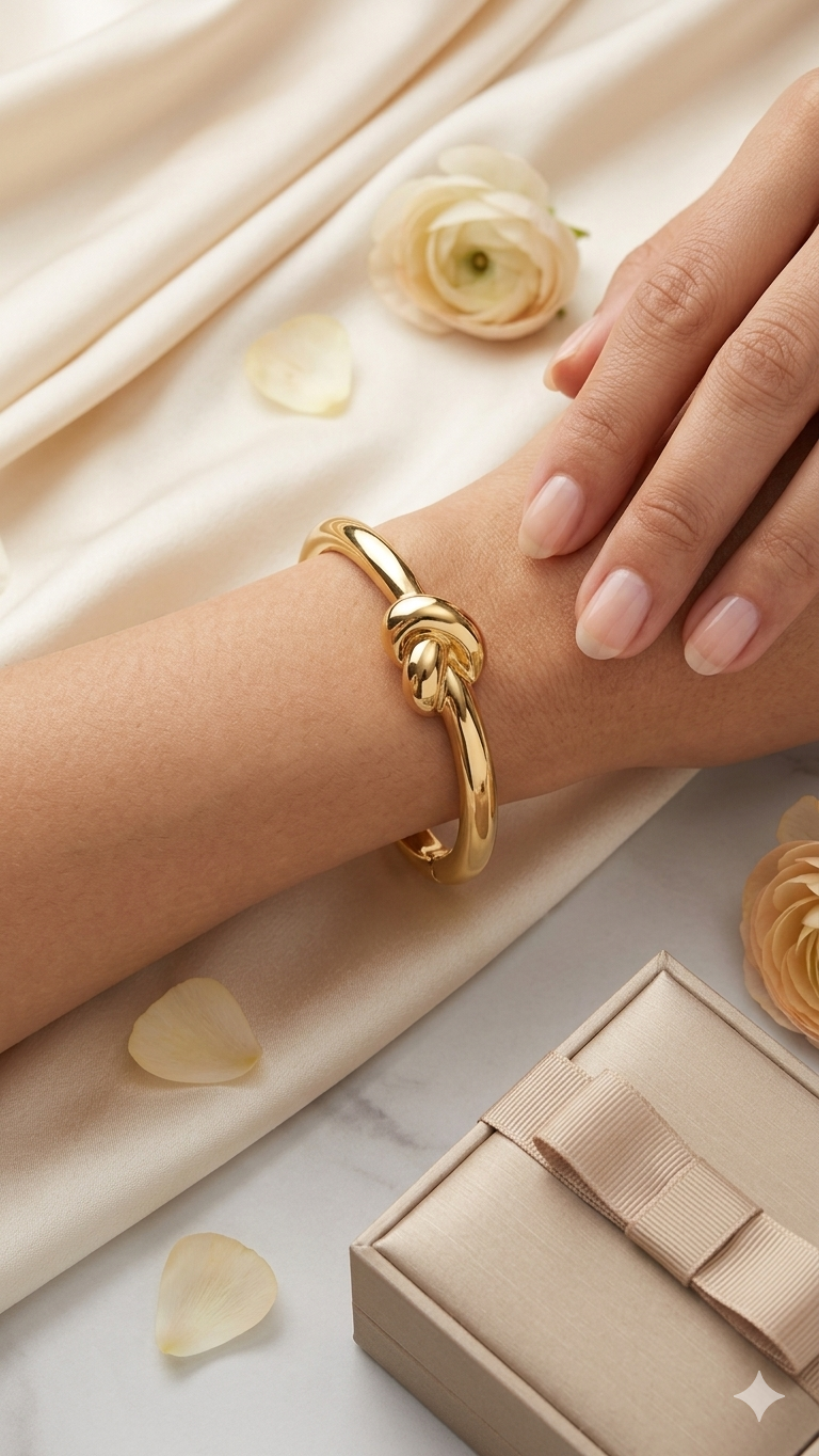 Gold Knot Tie Bangle