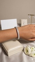 Princess Diamond Cut Silver Bangle