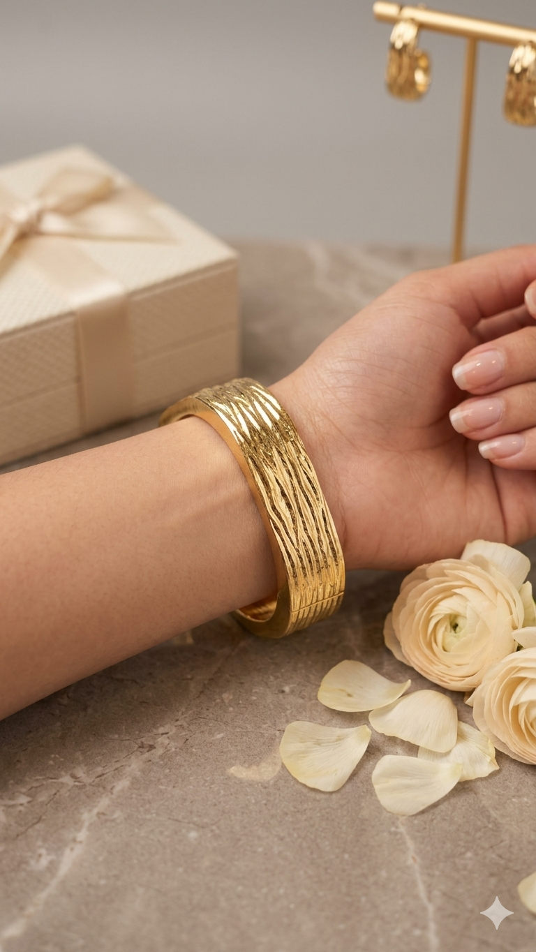 Gold Cut Line Bangle