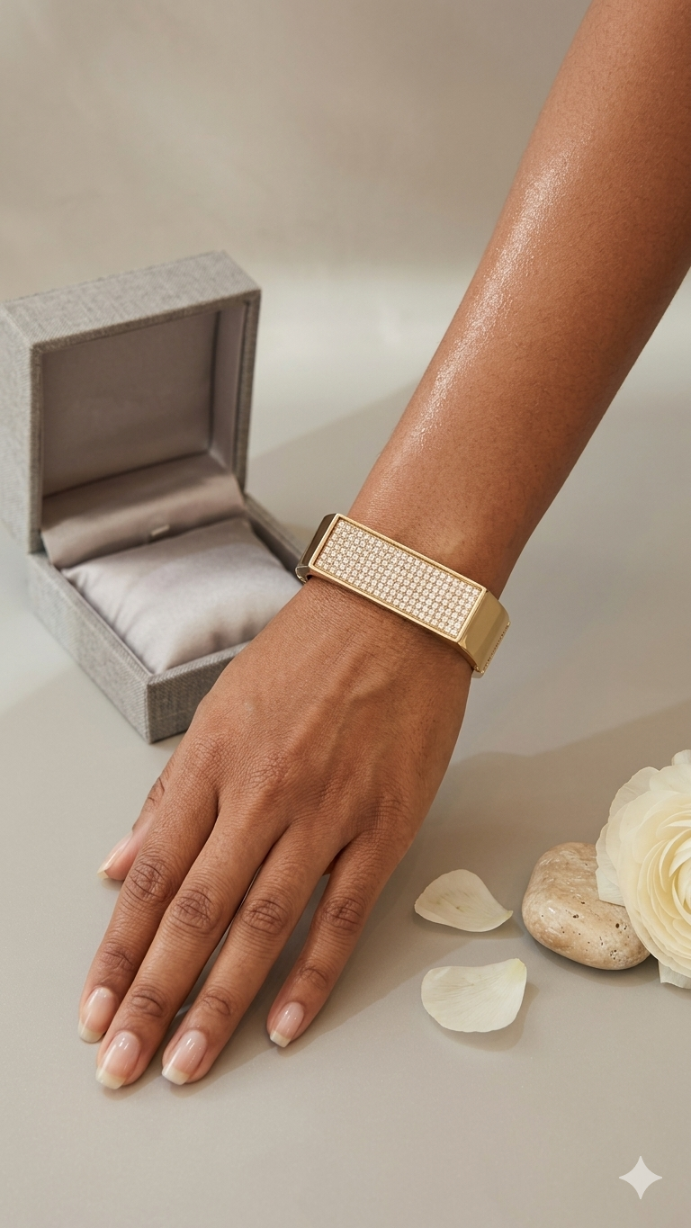 Gold Diamond Bar Bangle