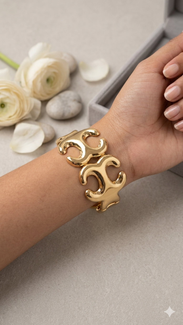 Silver C Pattern Bracelet