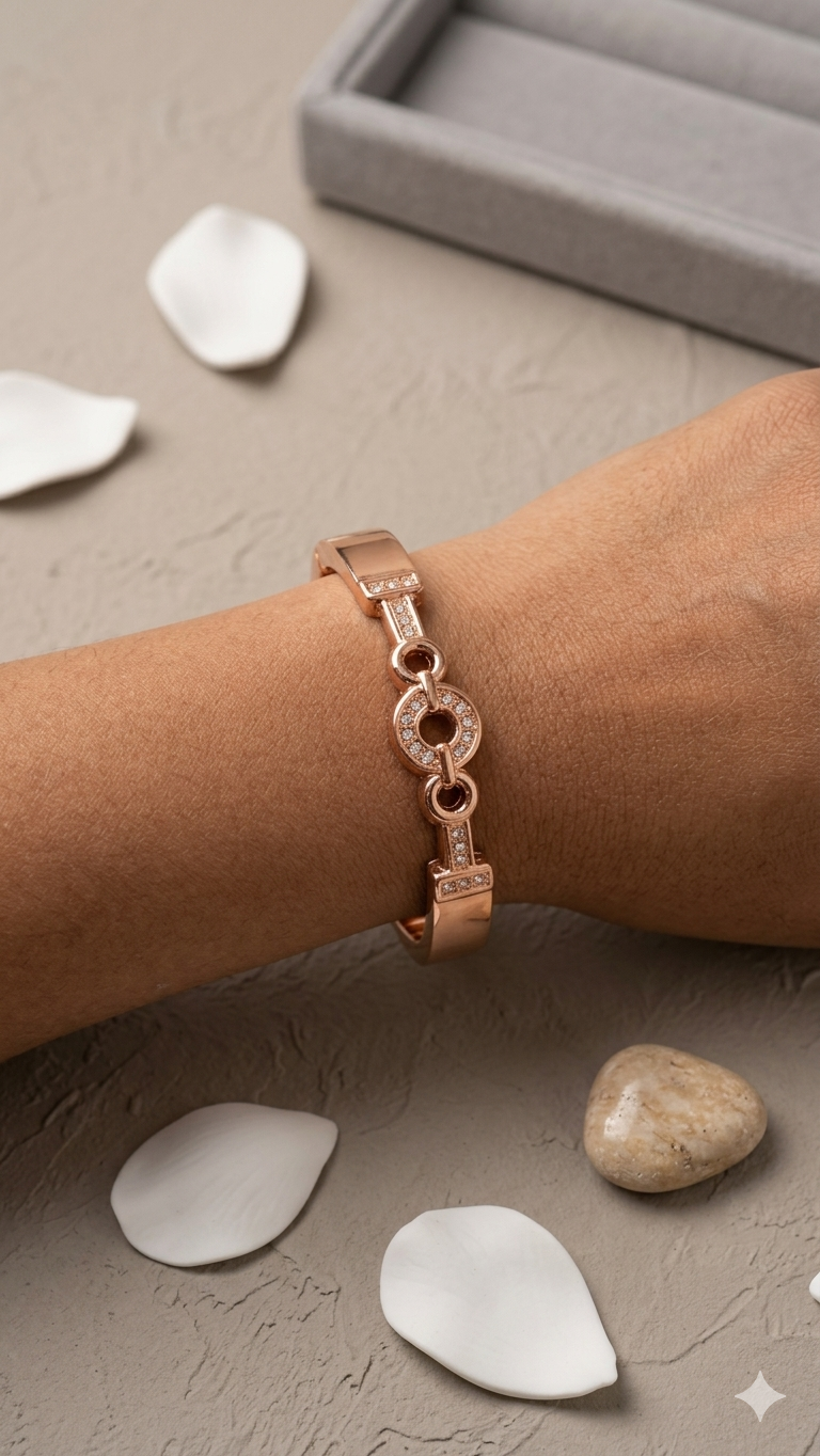 Rose Gold Circular Round Bar Bangle