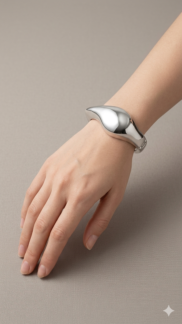 Silver Lunar Cuff Bangle