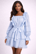 Broderie Lace Ruffle Mini Dress