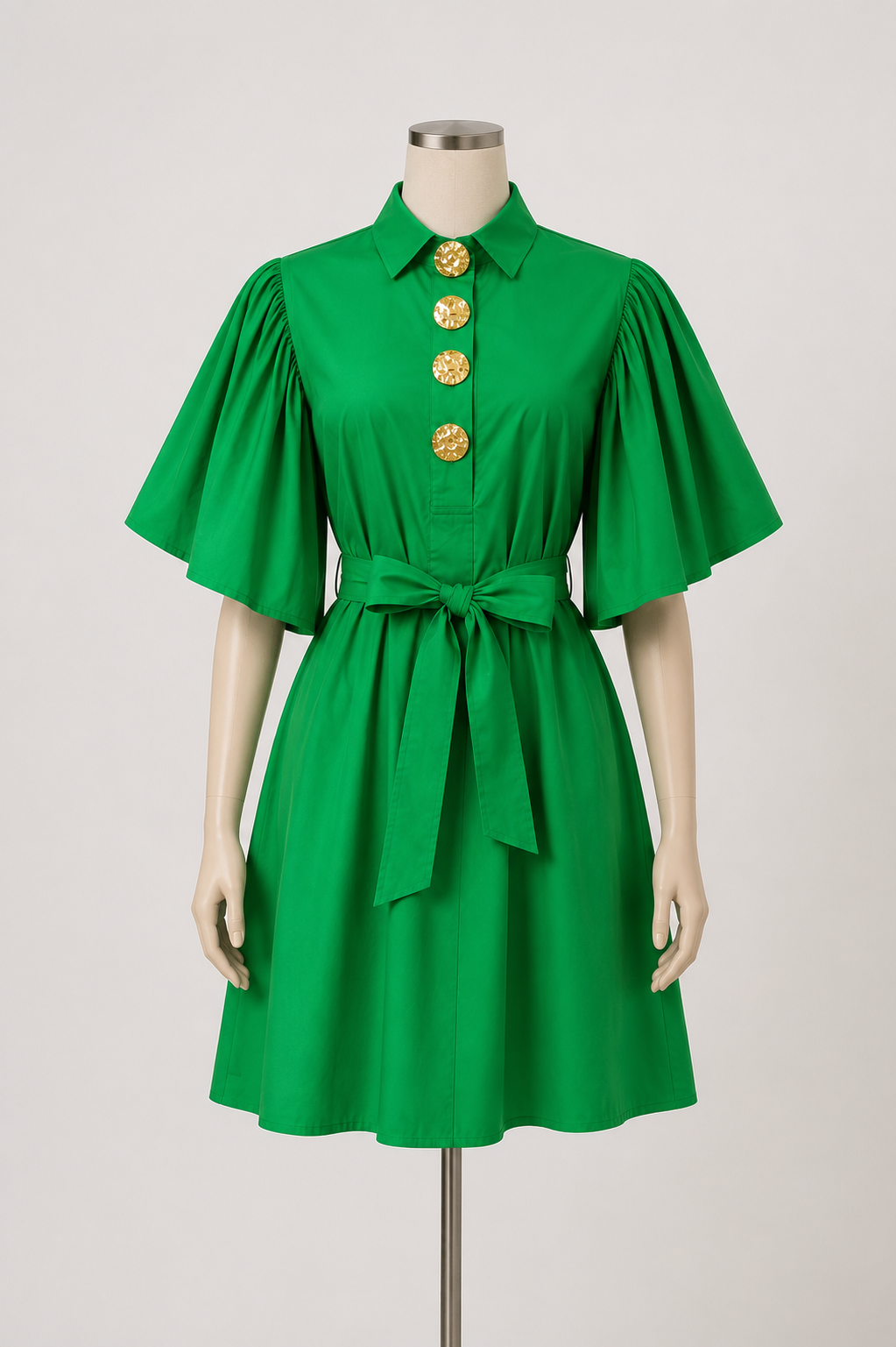 Shirt Dress with Gold Button Detail