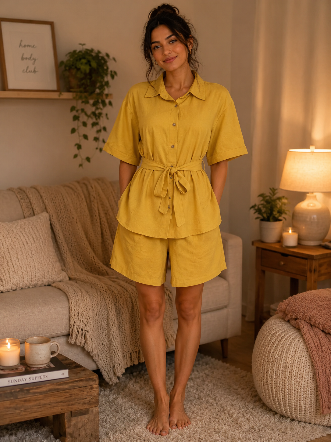 Cotton Belted Lounge Set