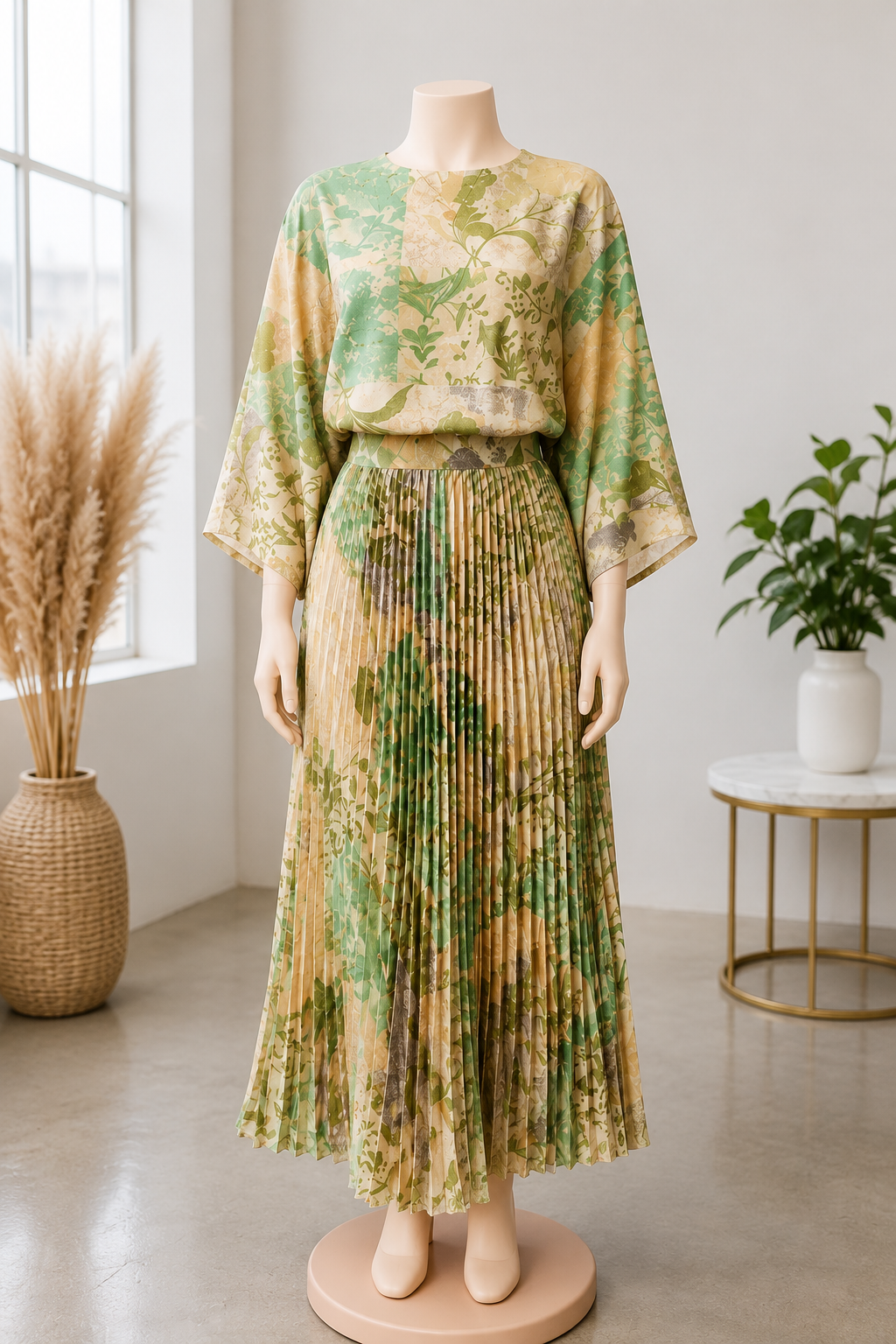 Long Floral Leaf Dress