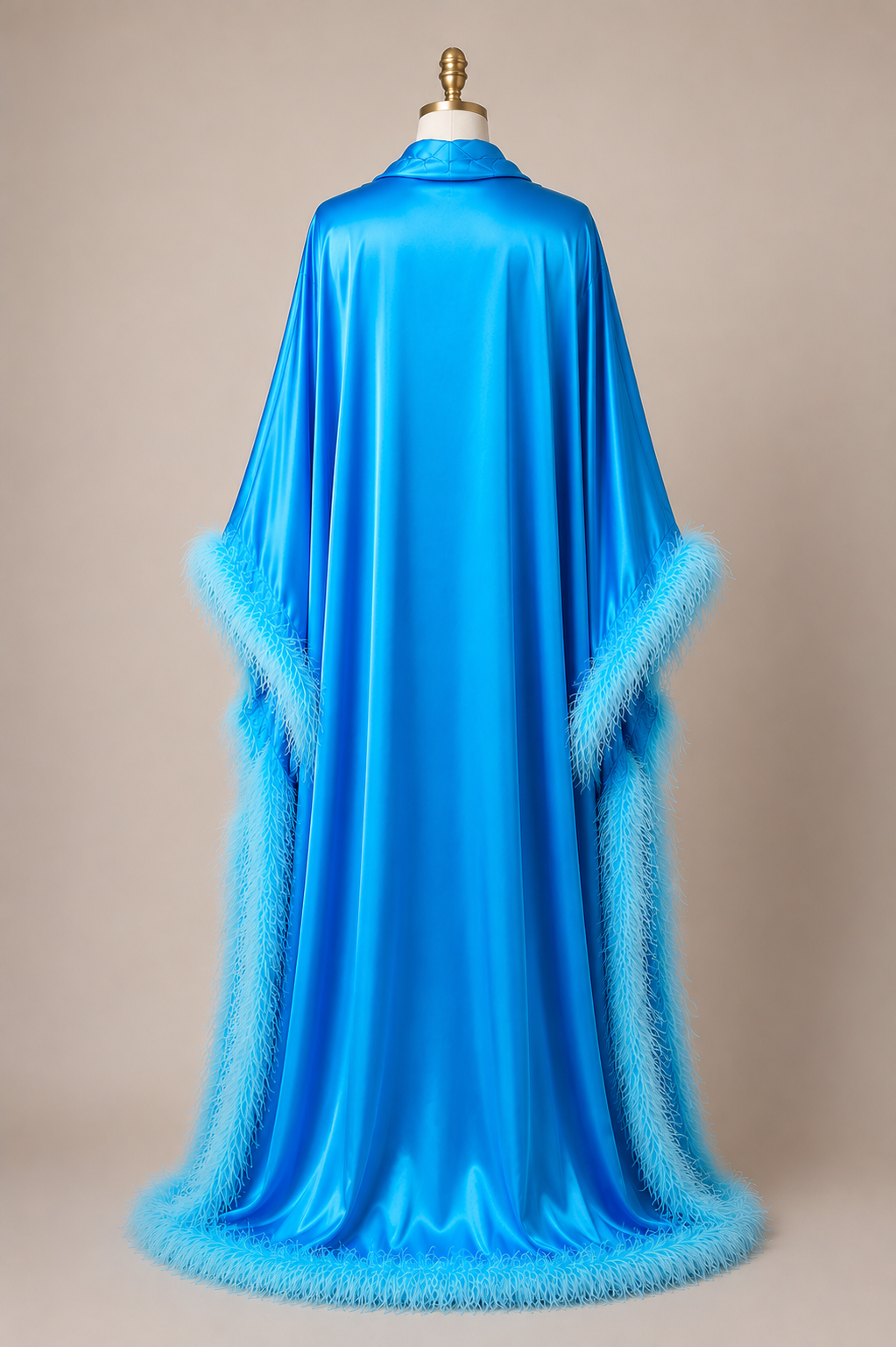 Azure Feather Trim Luxury Kaftan