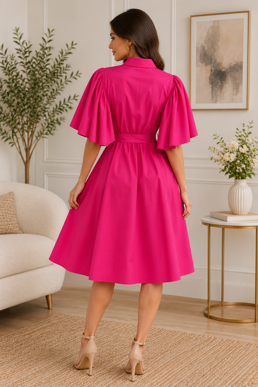 Shirt Dress with Gold Button Detail