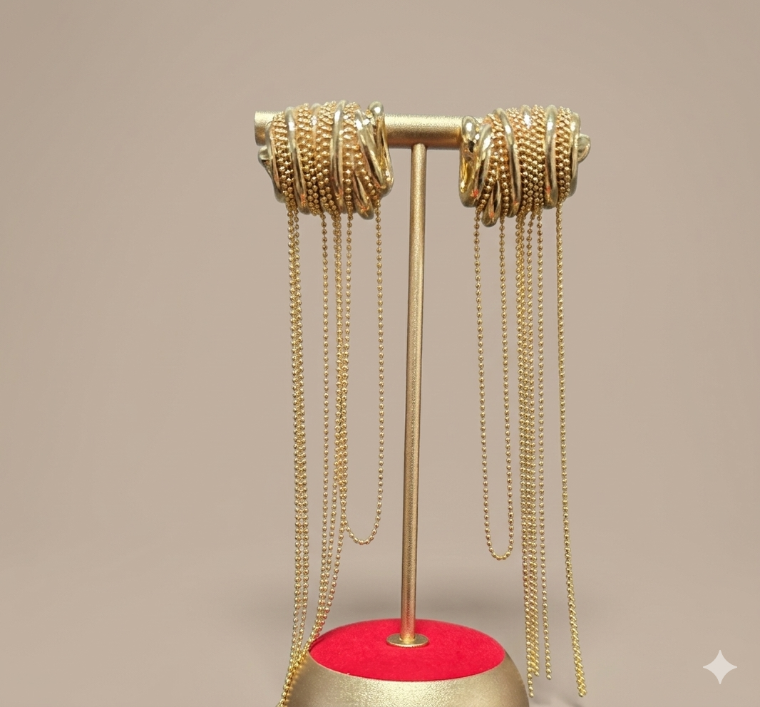 Gold Chain Drop Down Earrings