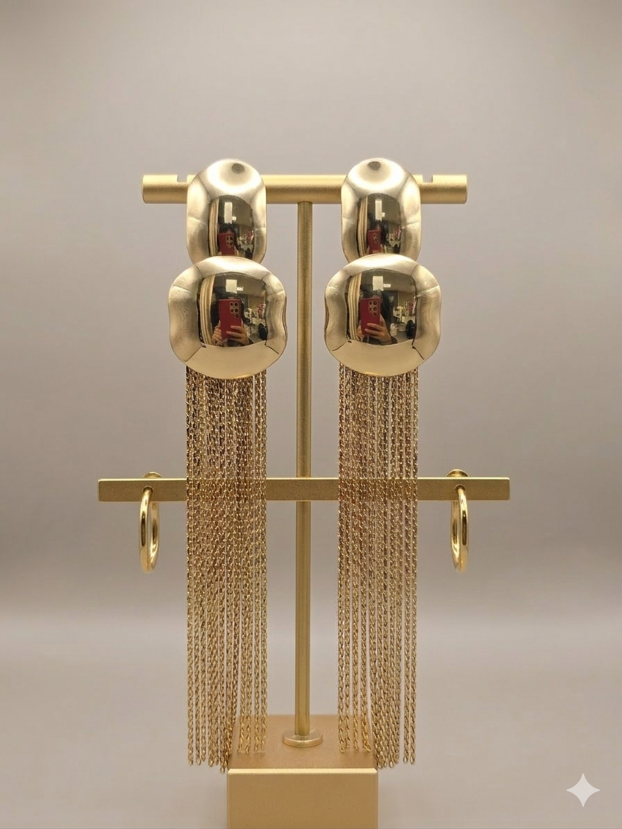 Gold Circular Drop Earrings