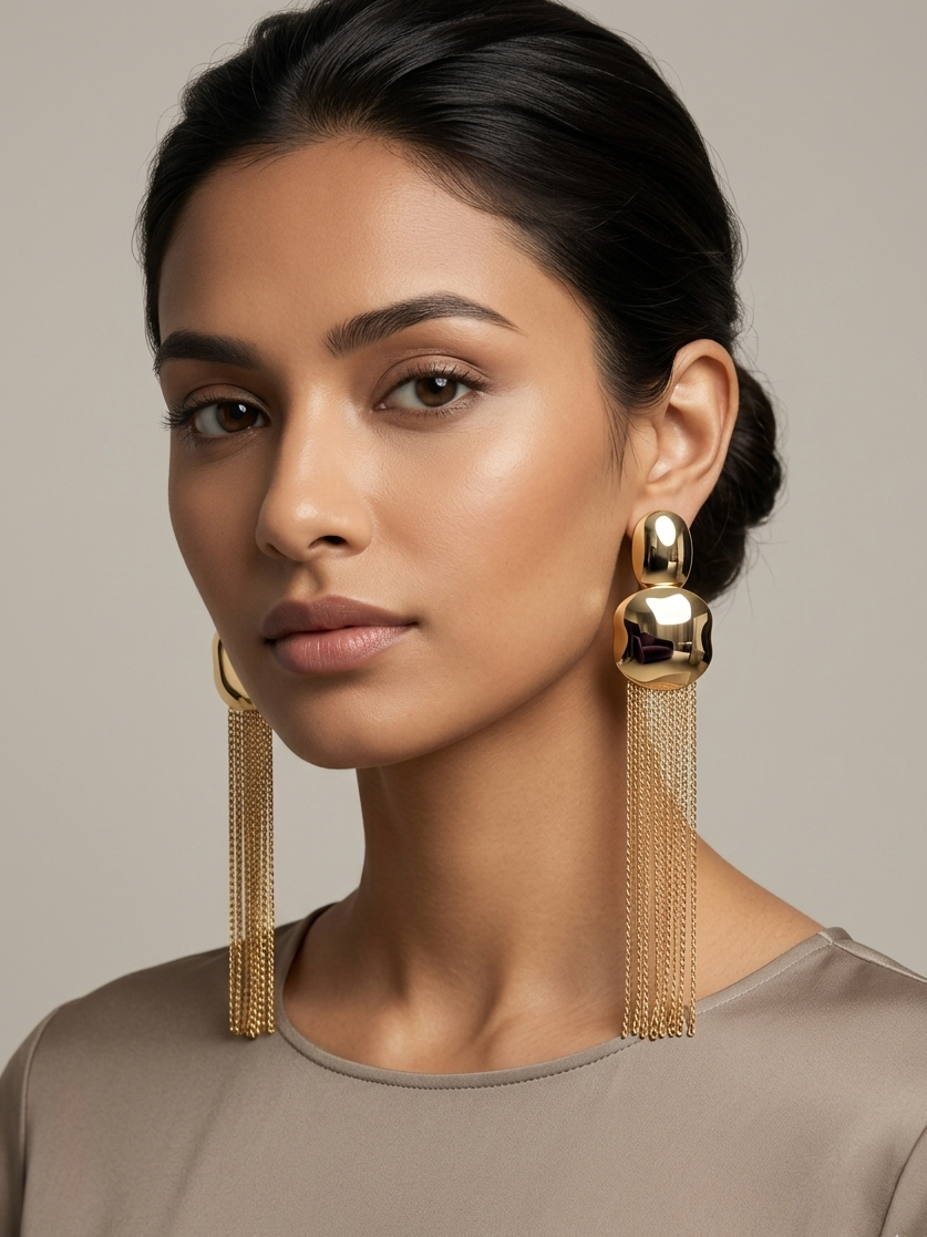 Gold Circular Drop Earrings
