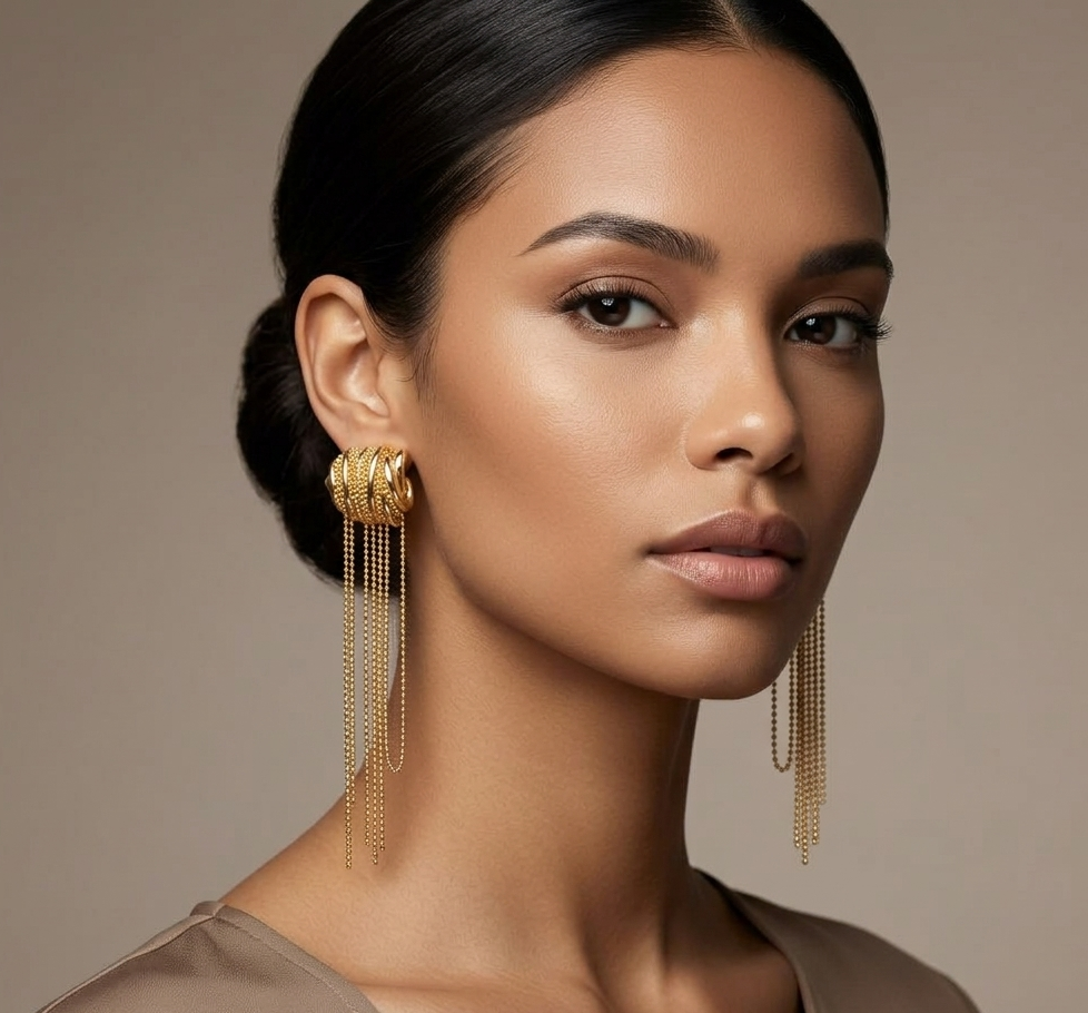 Gold Chain Drop Down Earrings