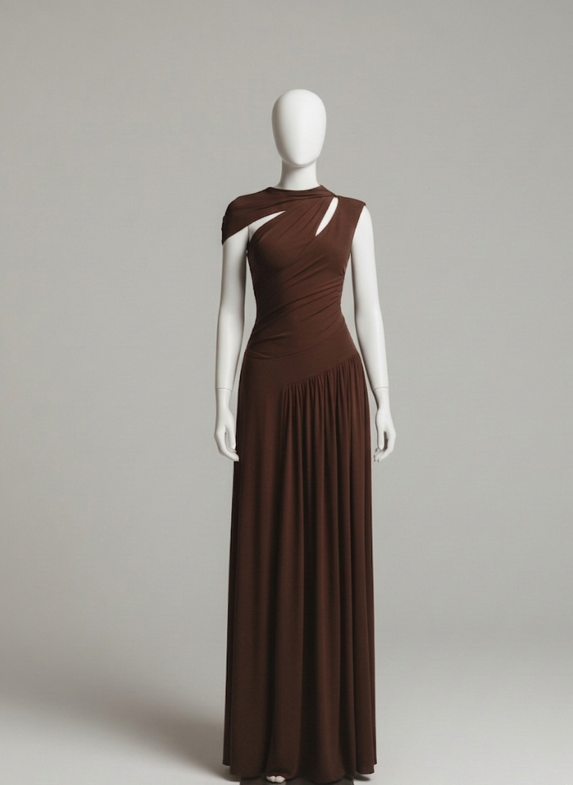 The Chocolate Sovereign Crimson Draped Gown