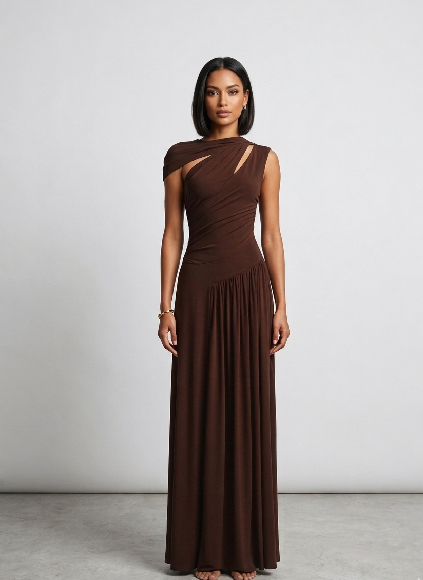 The Chocolate Sovereign Crimson Draped Gown