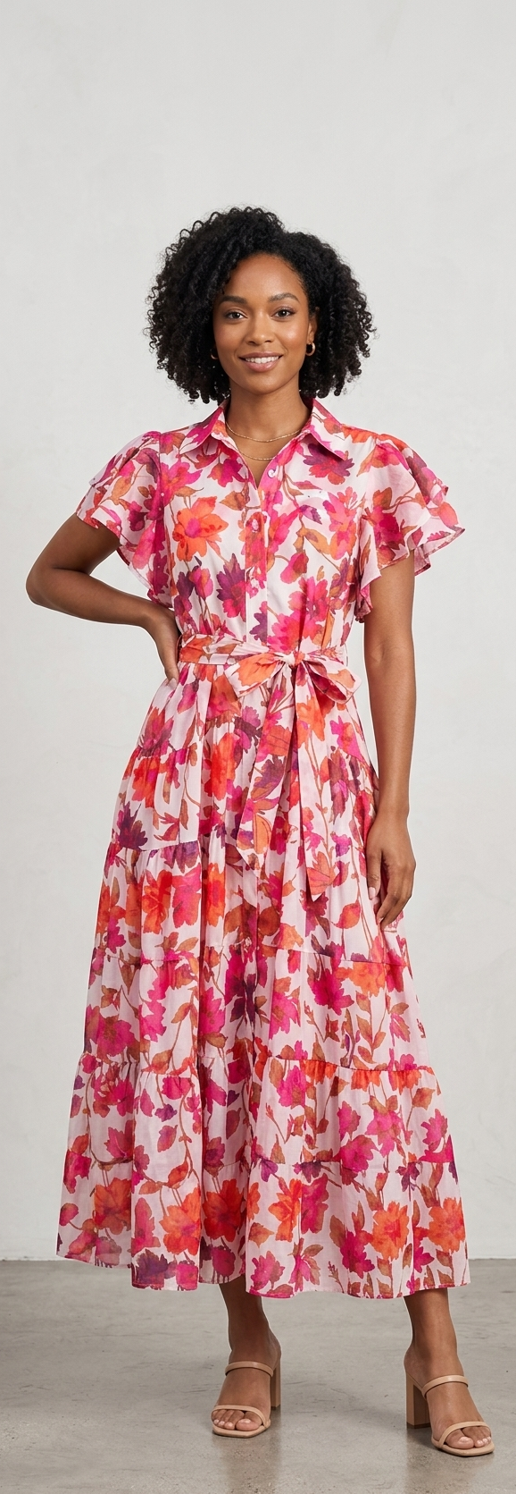 Blooming Sunset Tiered Maxi Dress