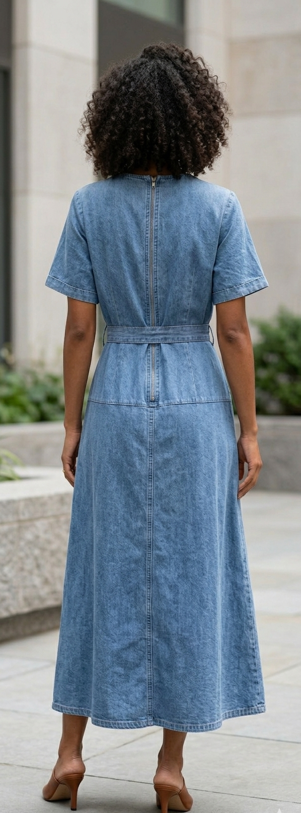 Indie Charm Denim Midi Dress