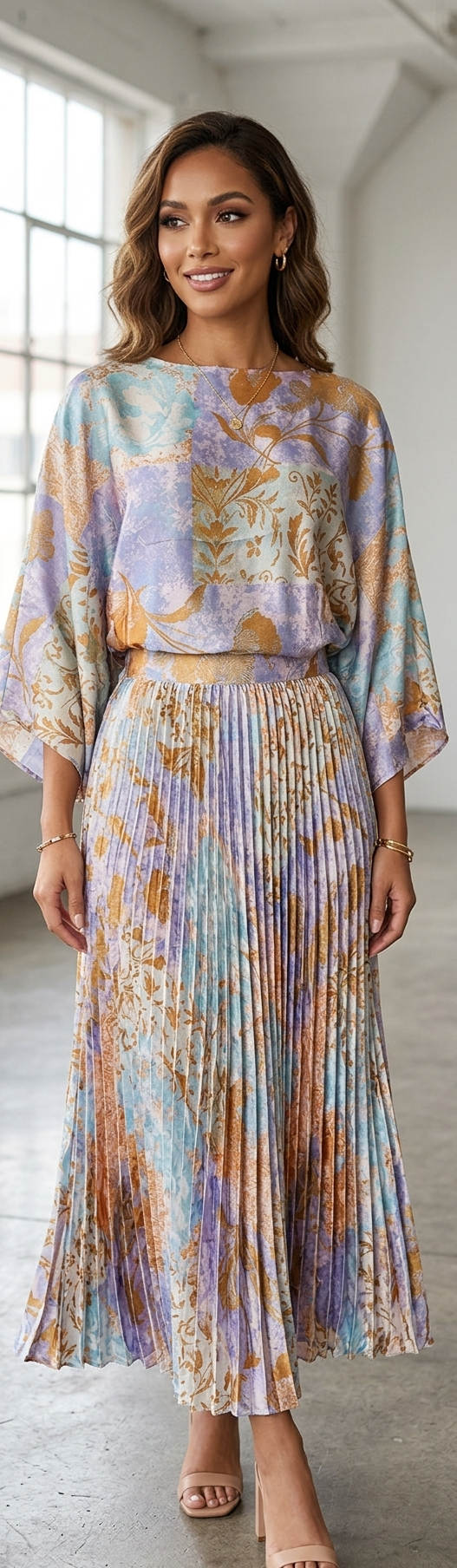 Long Floral Leaf Dress
