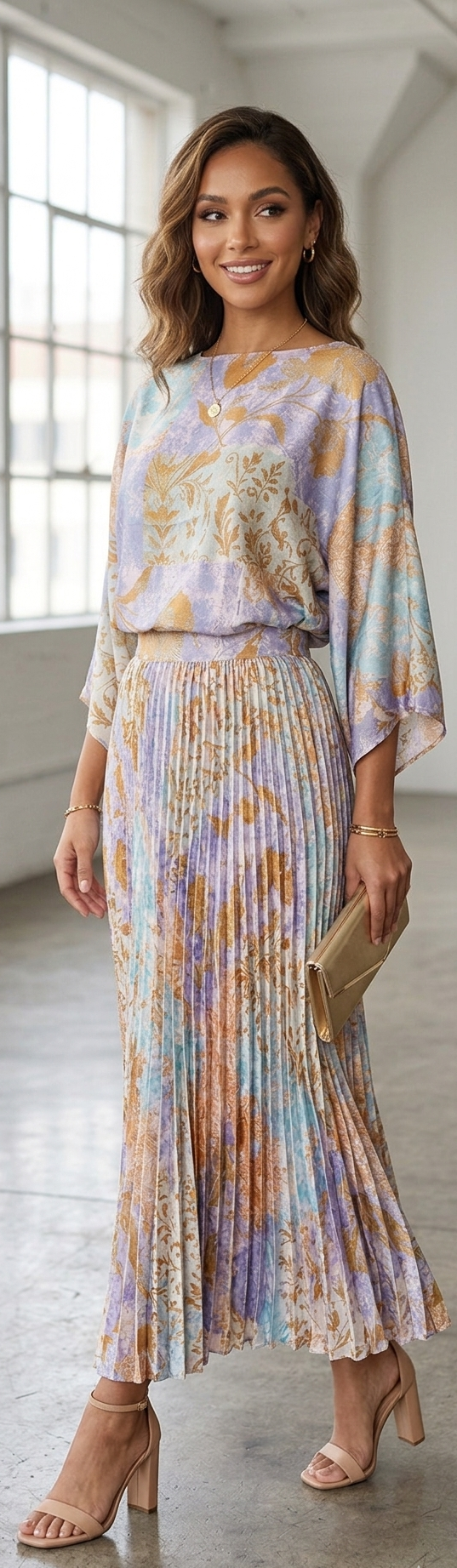 Long Floral Leaf Dress