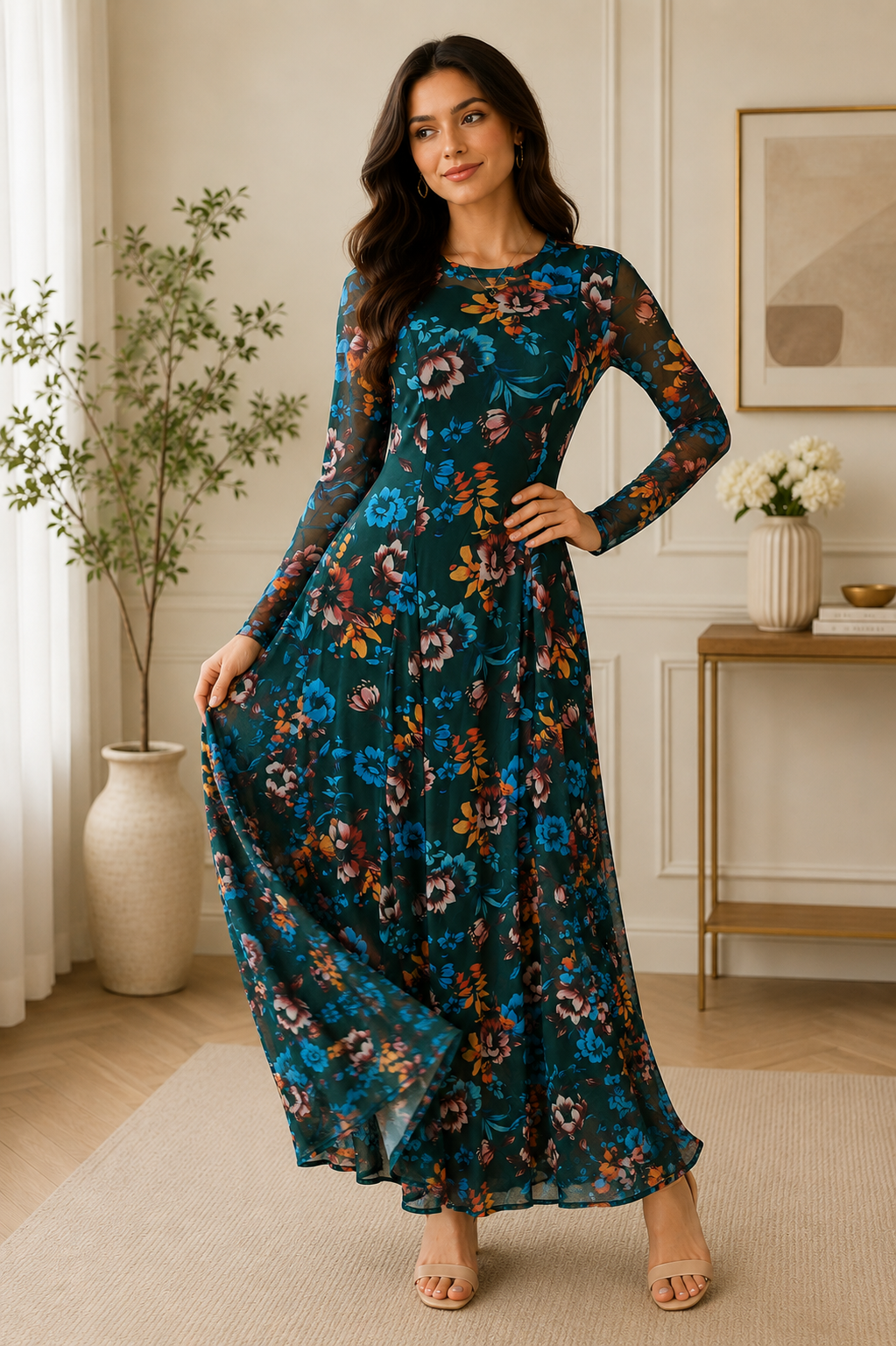 Midnight Bloom Floral Maxi Dress