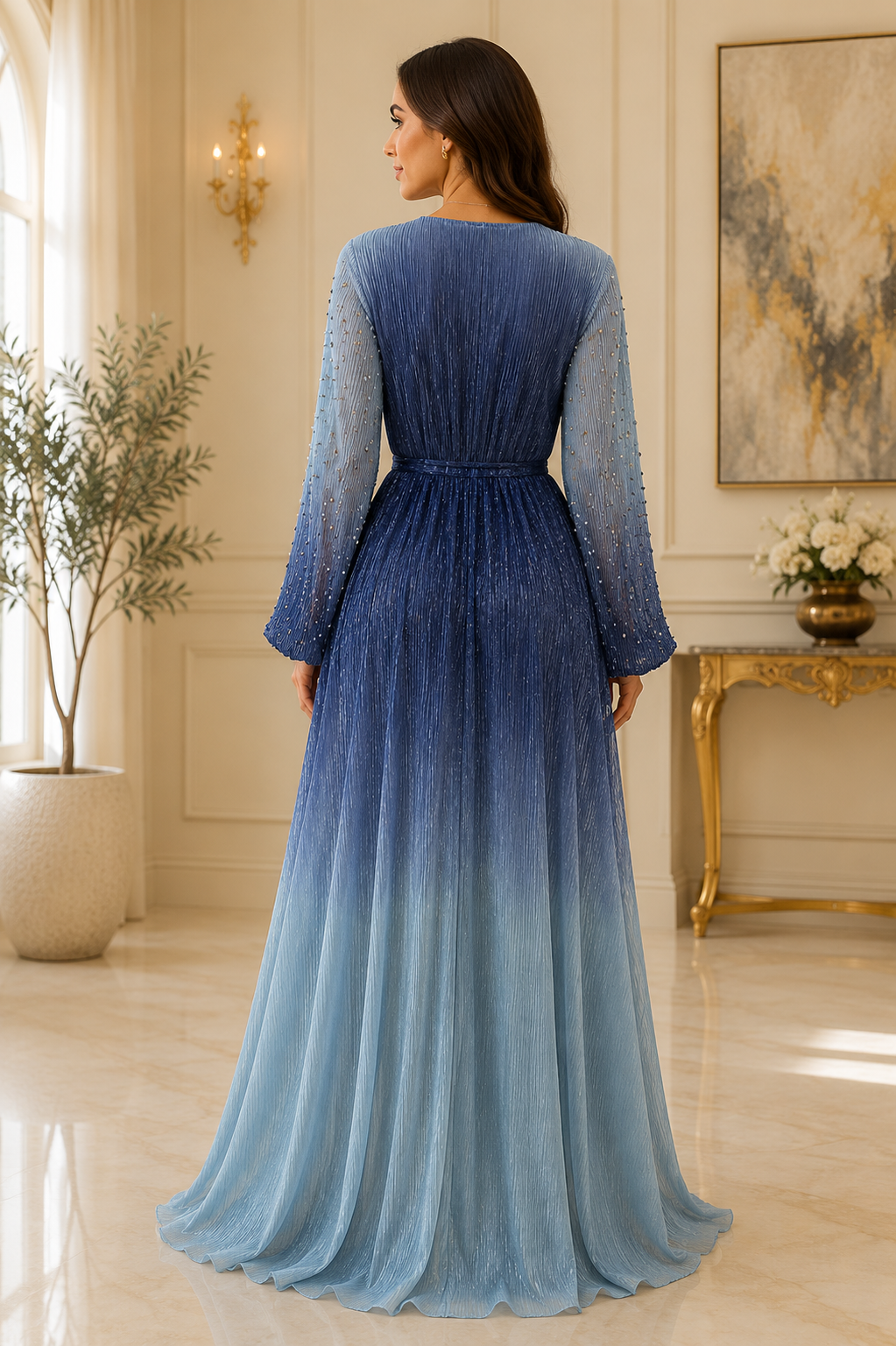 Celestial Ombre Beaded Maxi Dress
