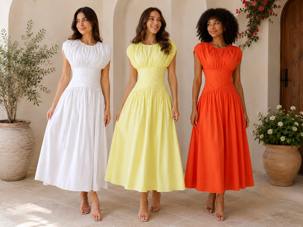 Ruched Waist Midi Dress Collection