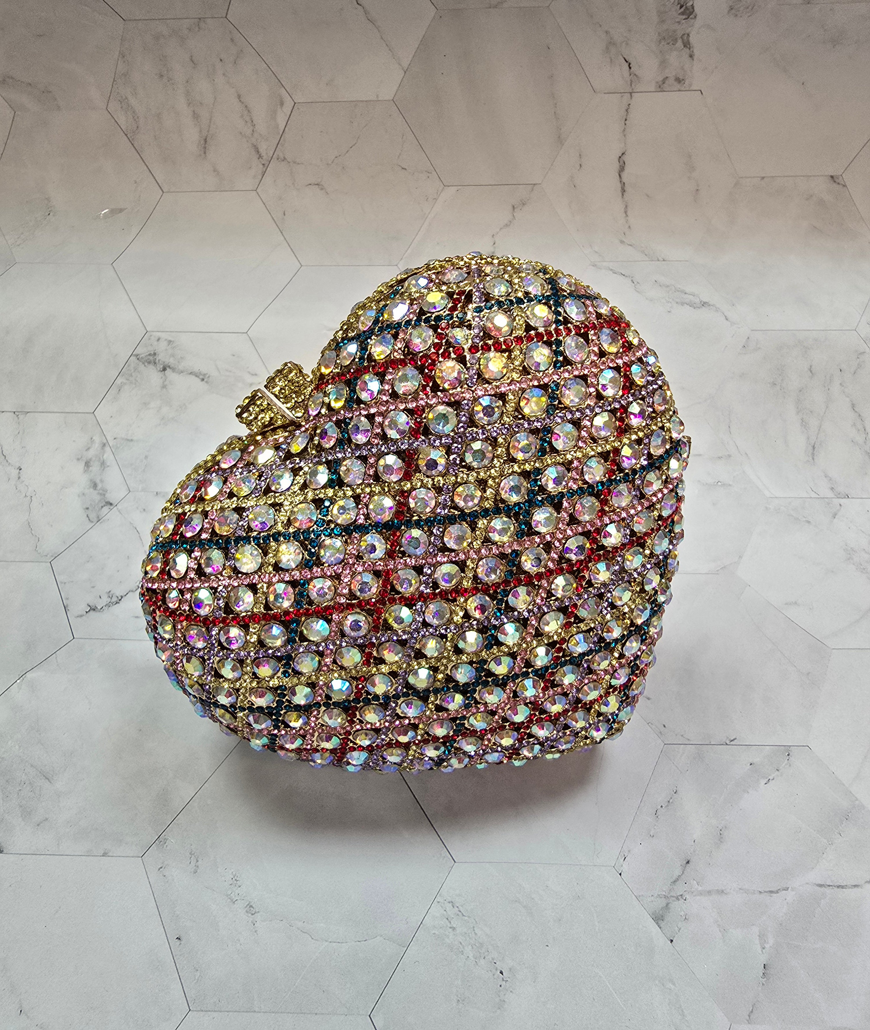Multi Coloured Love Heart Clutch