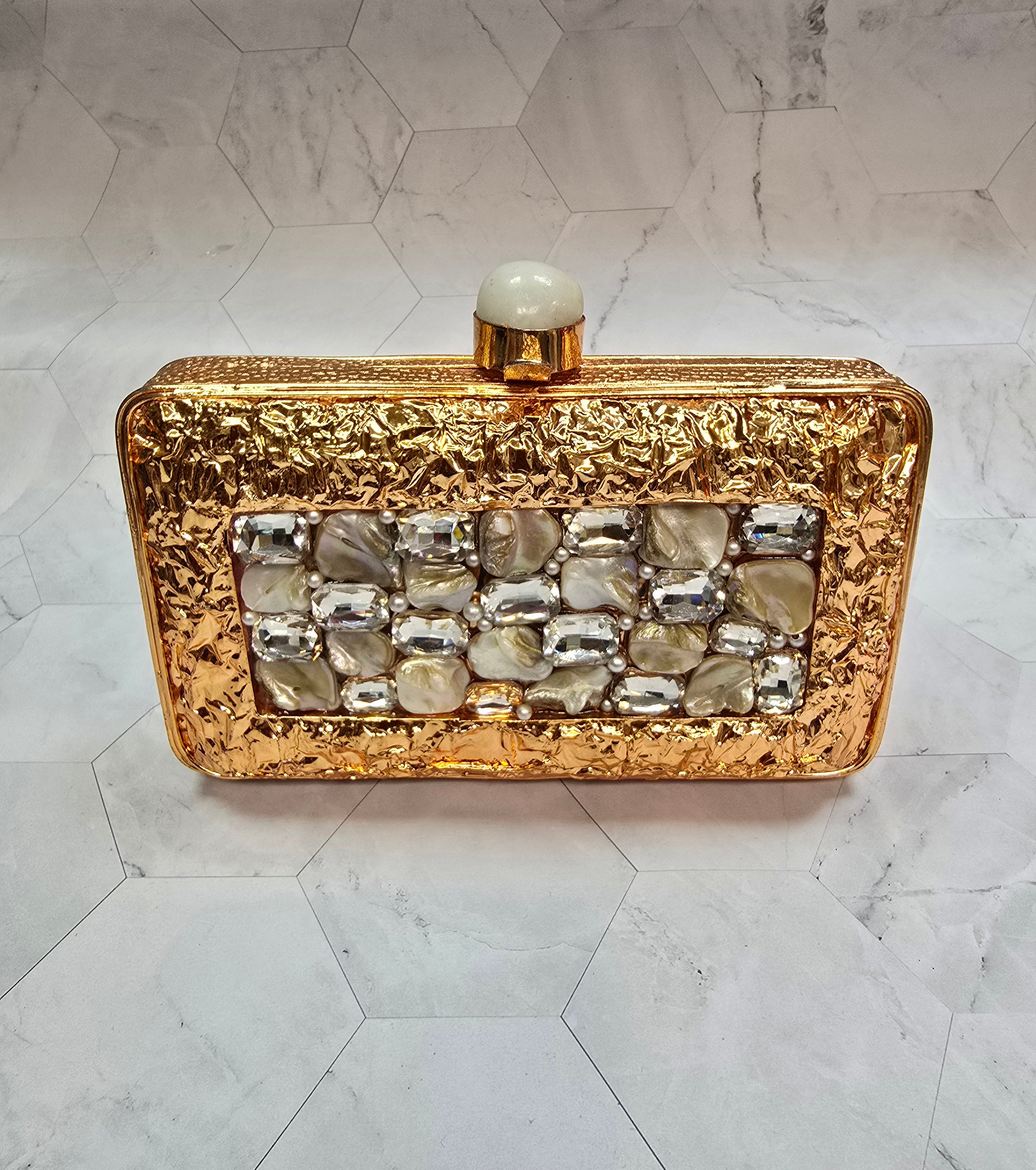 Gold Chunky Stone Clutch