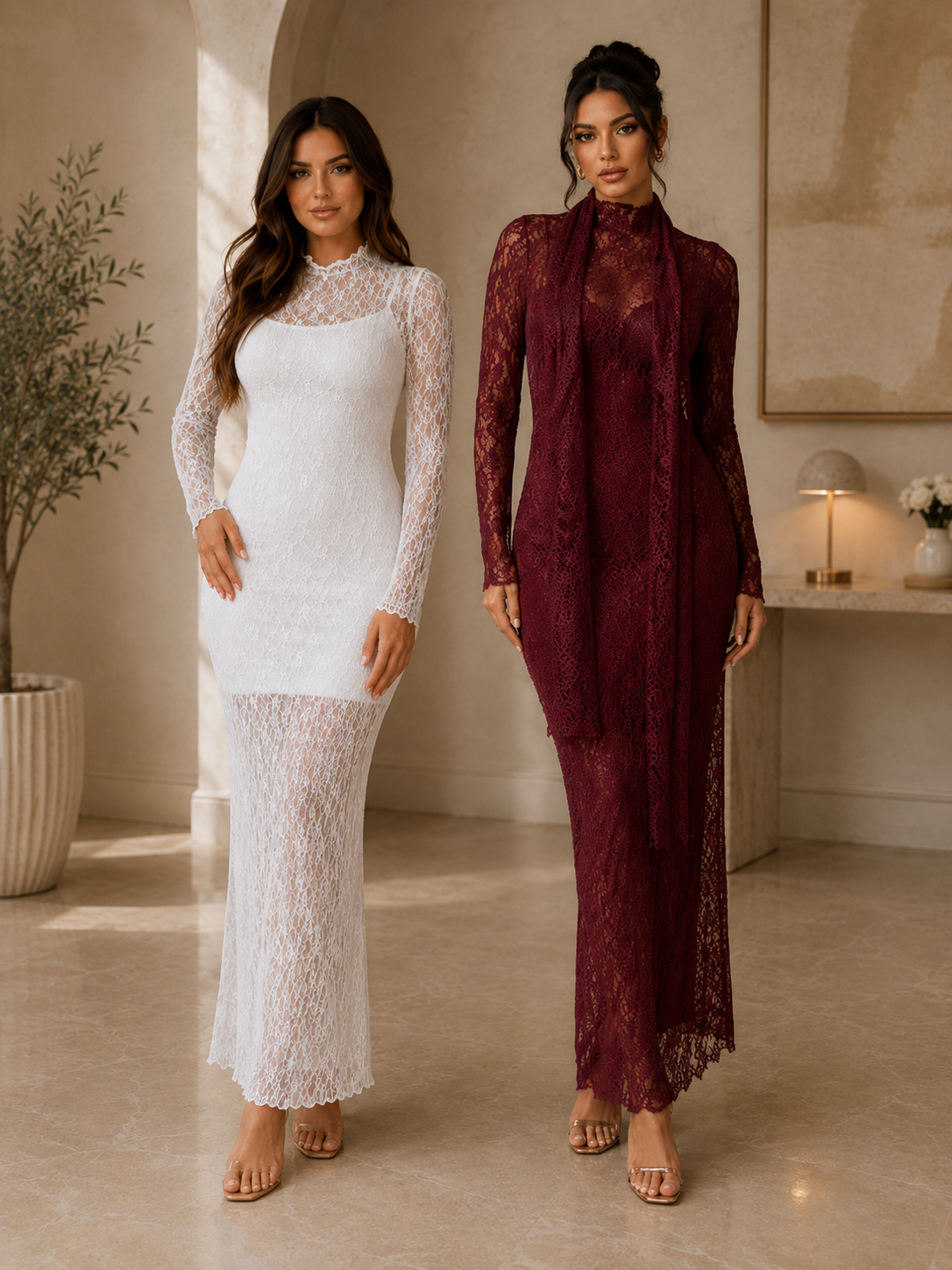 Ethereal Lace Elegance Maxi Dress
