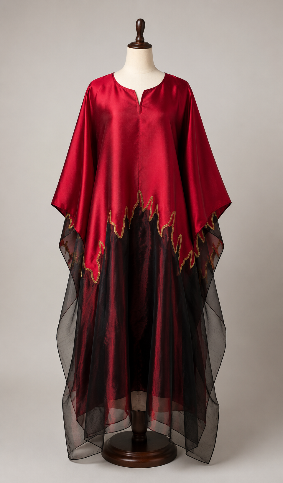 Crimson Ember Silk Kaftan