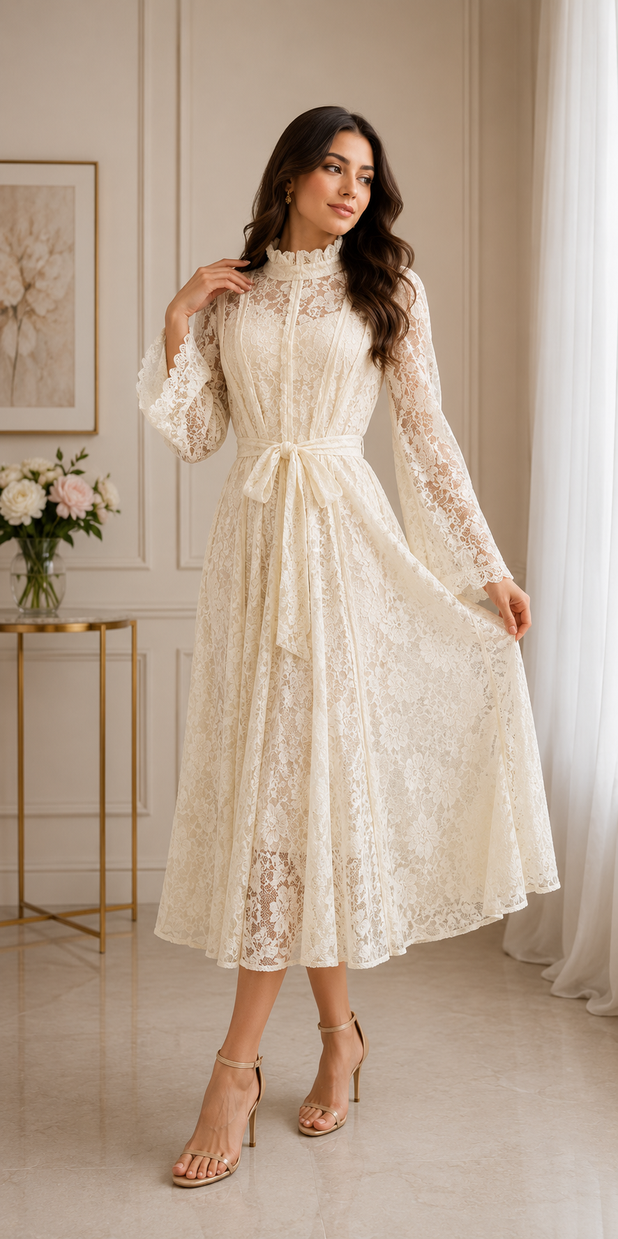 Timeless Vintage Lace Midi Dress