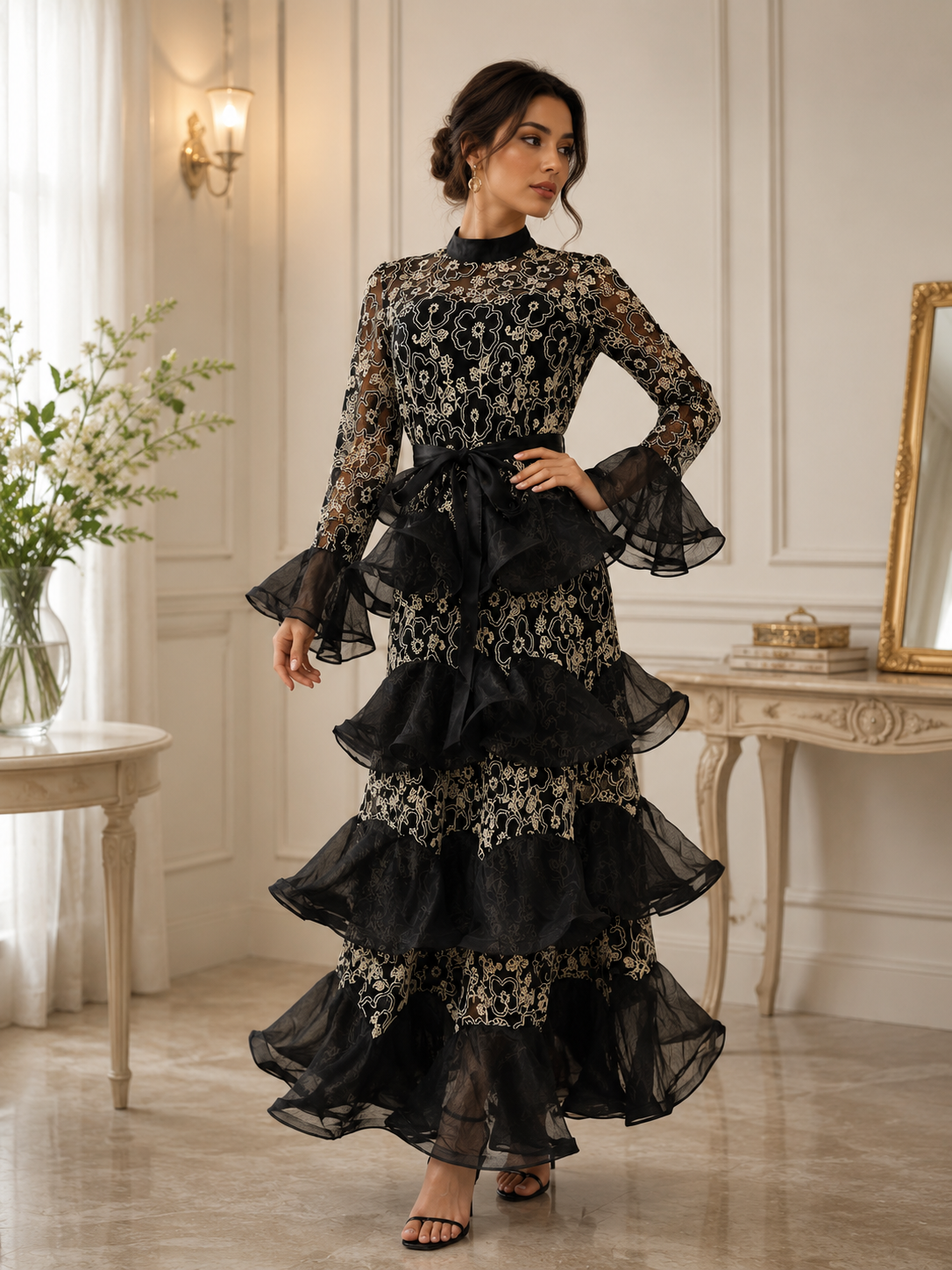 Lace Ruffle Maxi Dress Collection