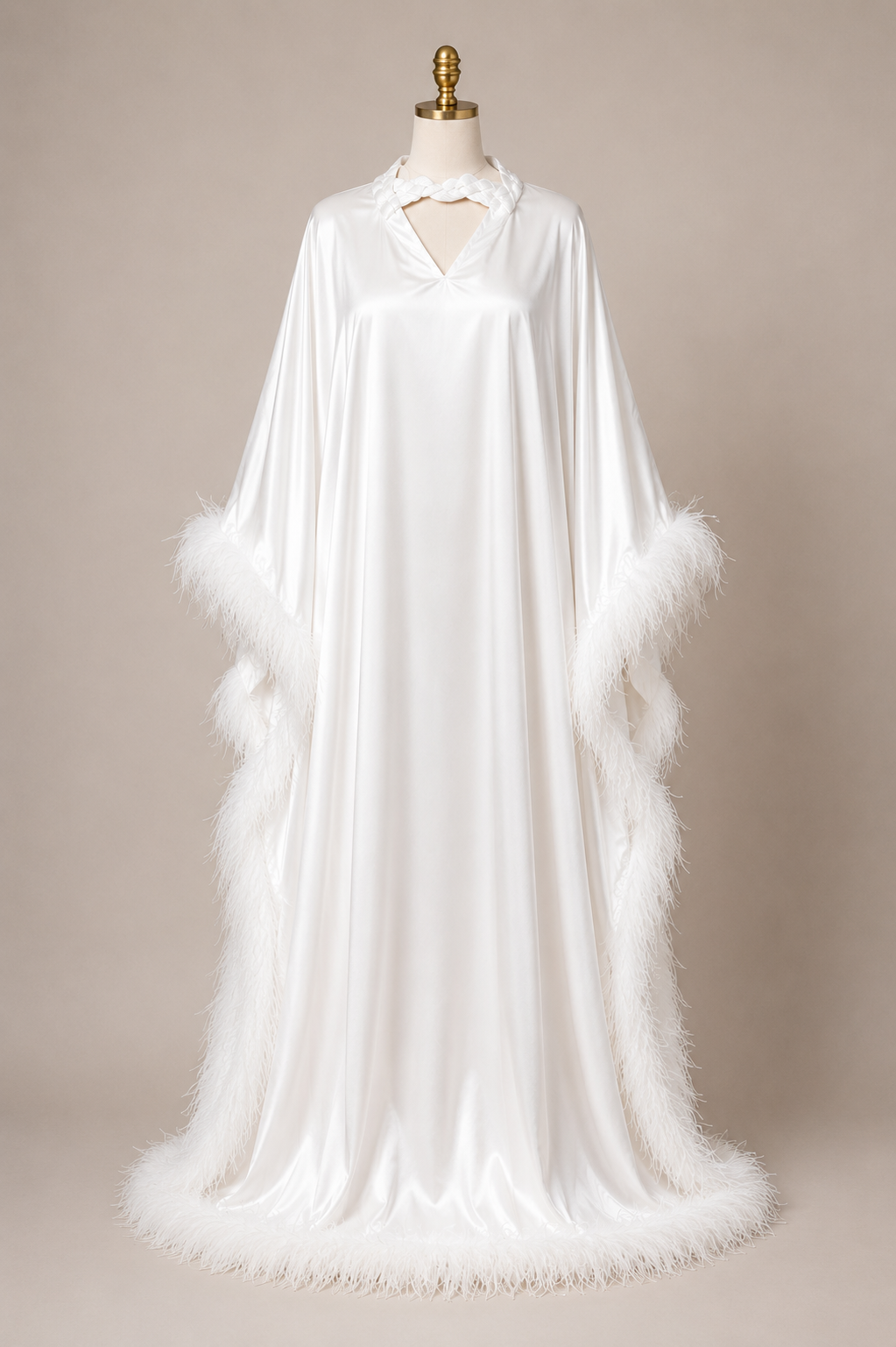 Azure Feather Trim Luxury Kaftan