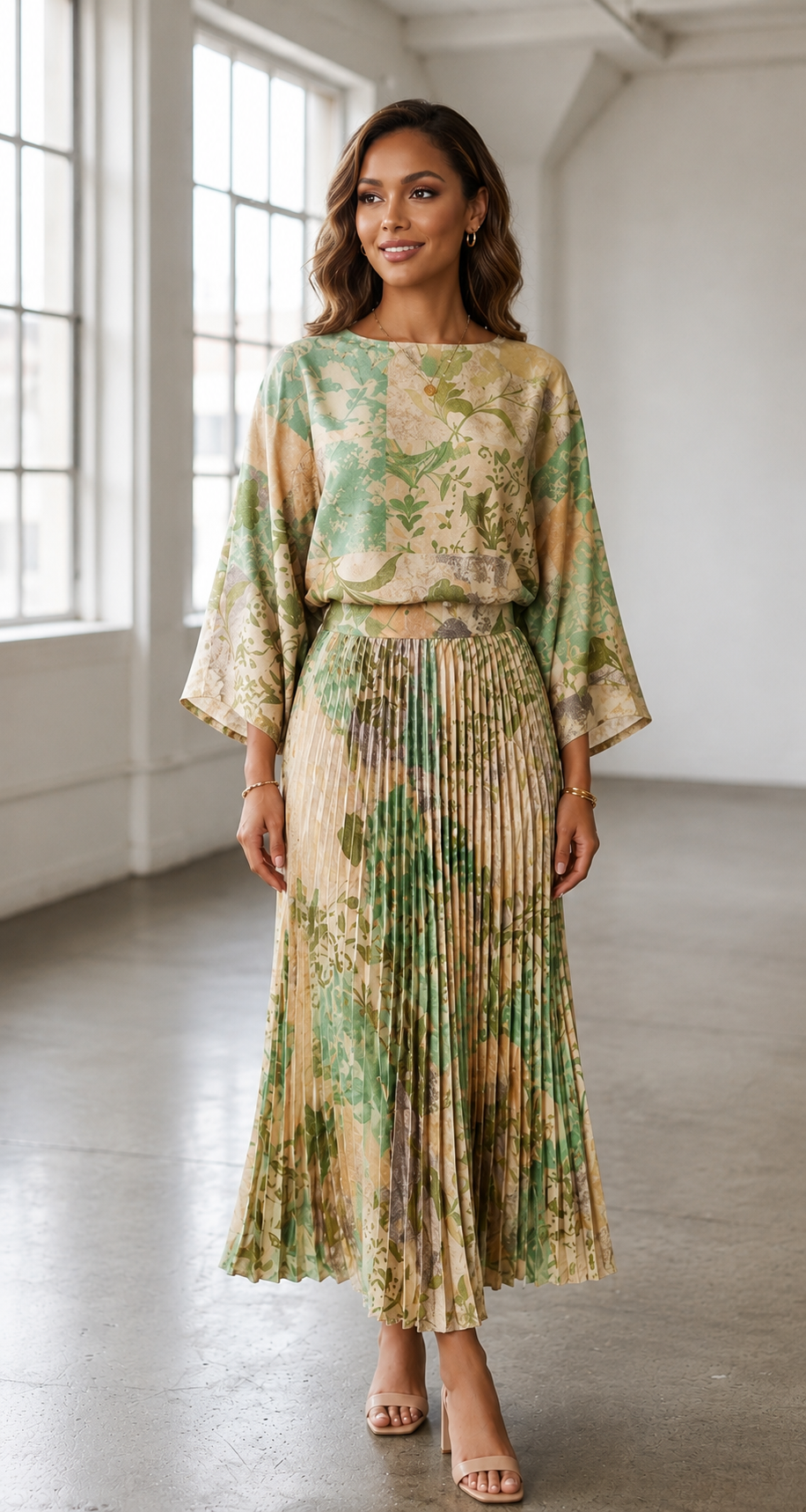Long Floral Leaf Dress