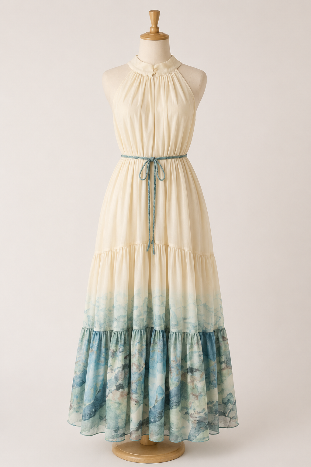 Sunset Bloom Halter Maxi Dress