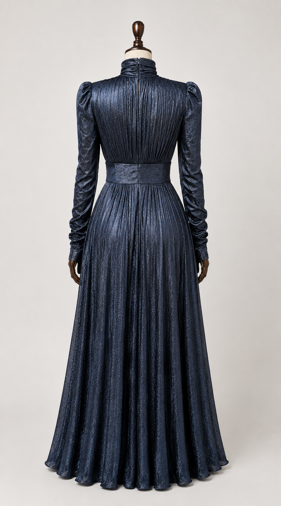 Metallic & Classic High Neck Pleated Maxi Dress Collection