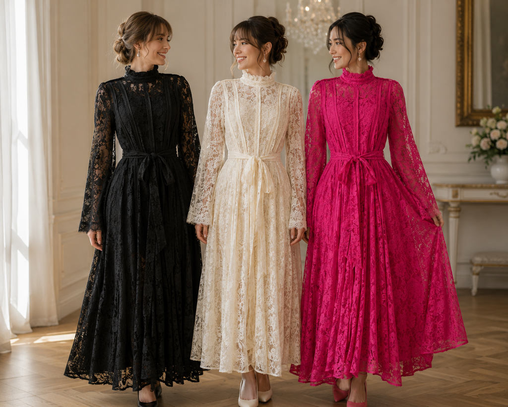 Timeless Vintage Lace Midi Dress