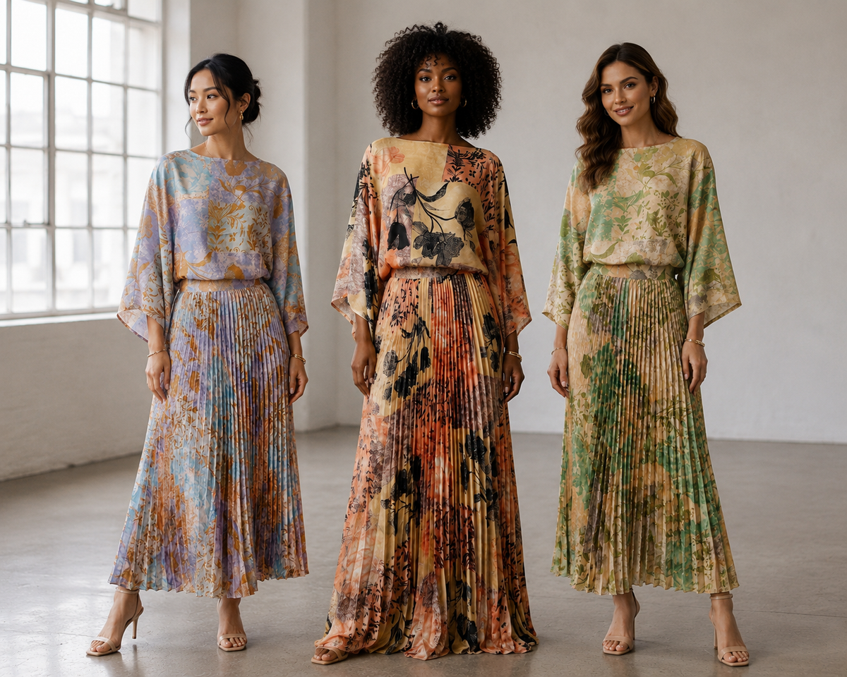 Long Floral Leaf Dress