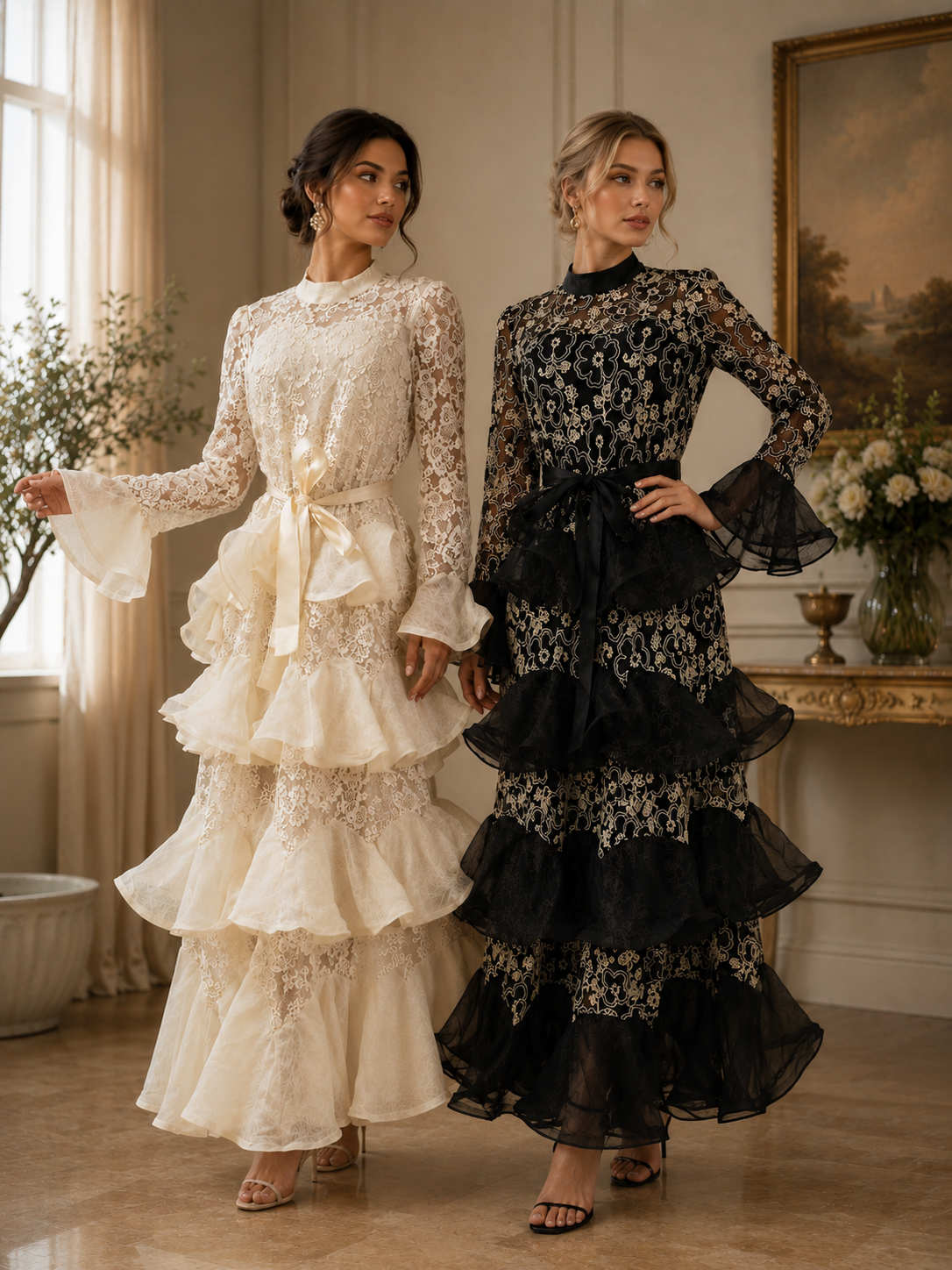 Lace Ruffle Maxi Dress Collection