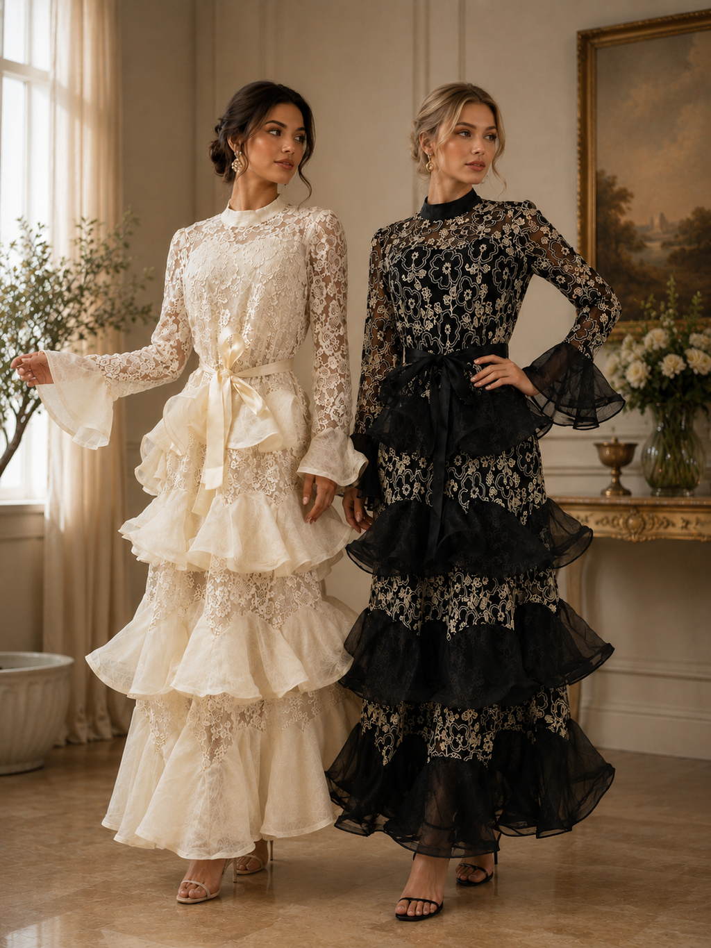 Lace Ruffle Maxi Dress Collection