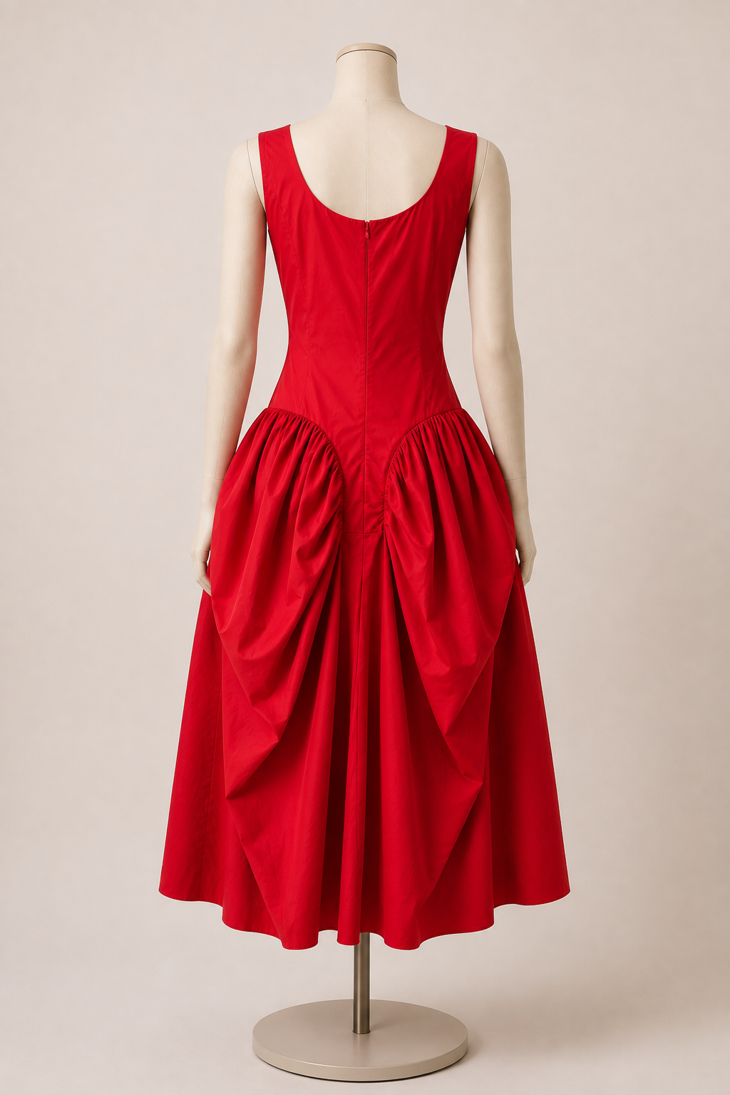 Sculptural Gathered Midi Dress
