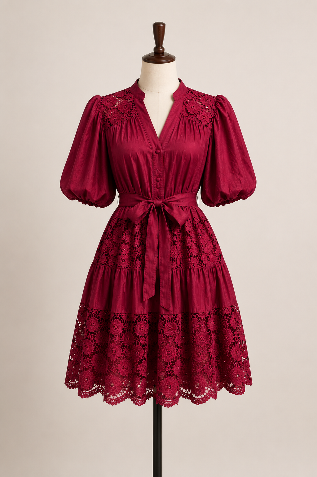 Savannah Lace Puff Sleeve Mini Dress