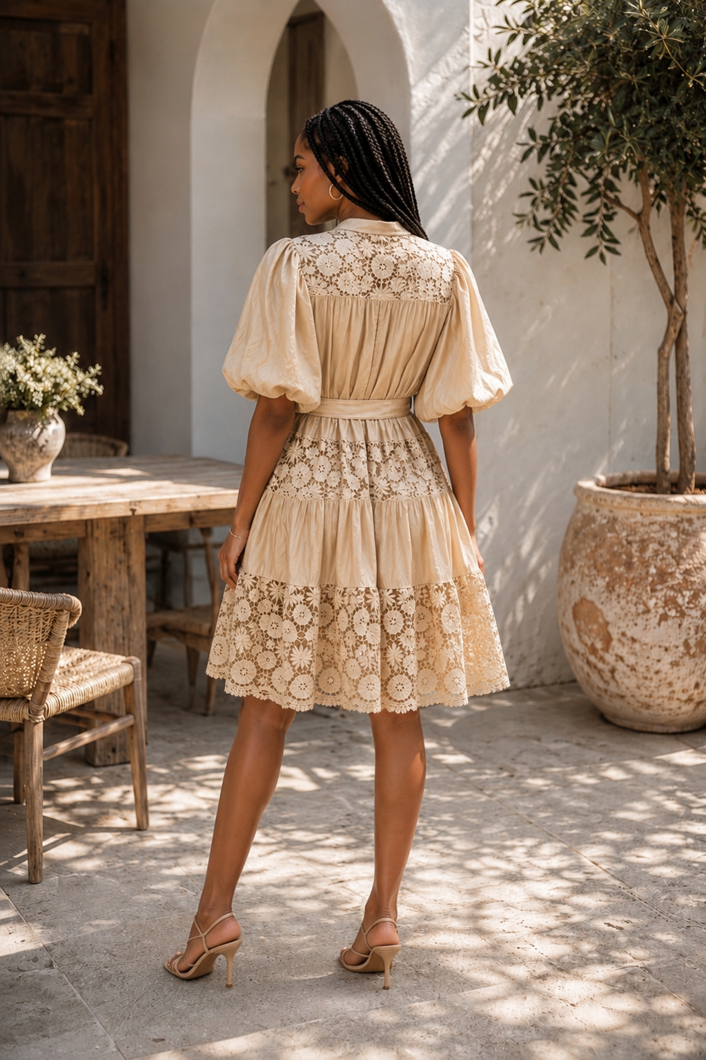 Savannah Lace Puff Sleeve Mini Dress