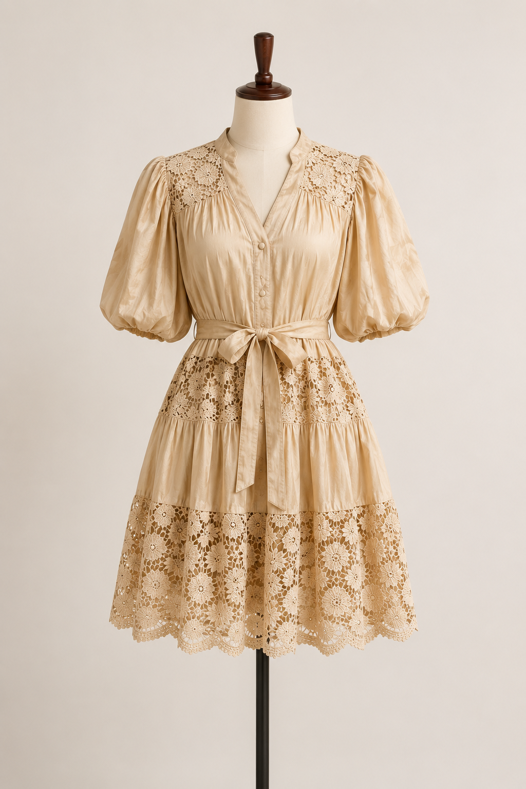 Savannah Lace Puff Sleeve Mini Dress